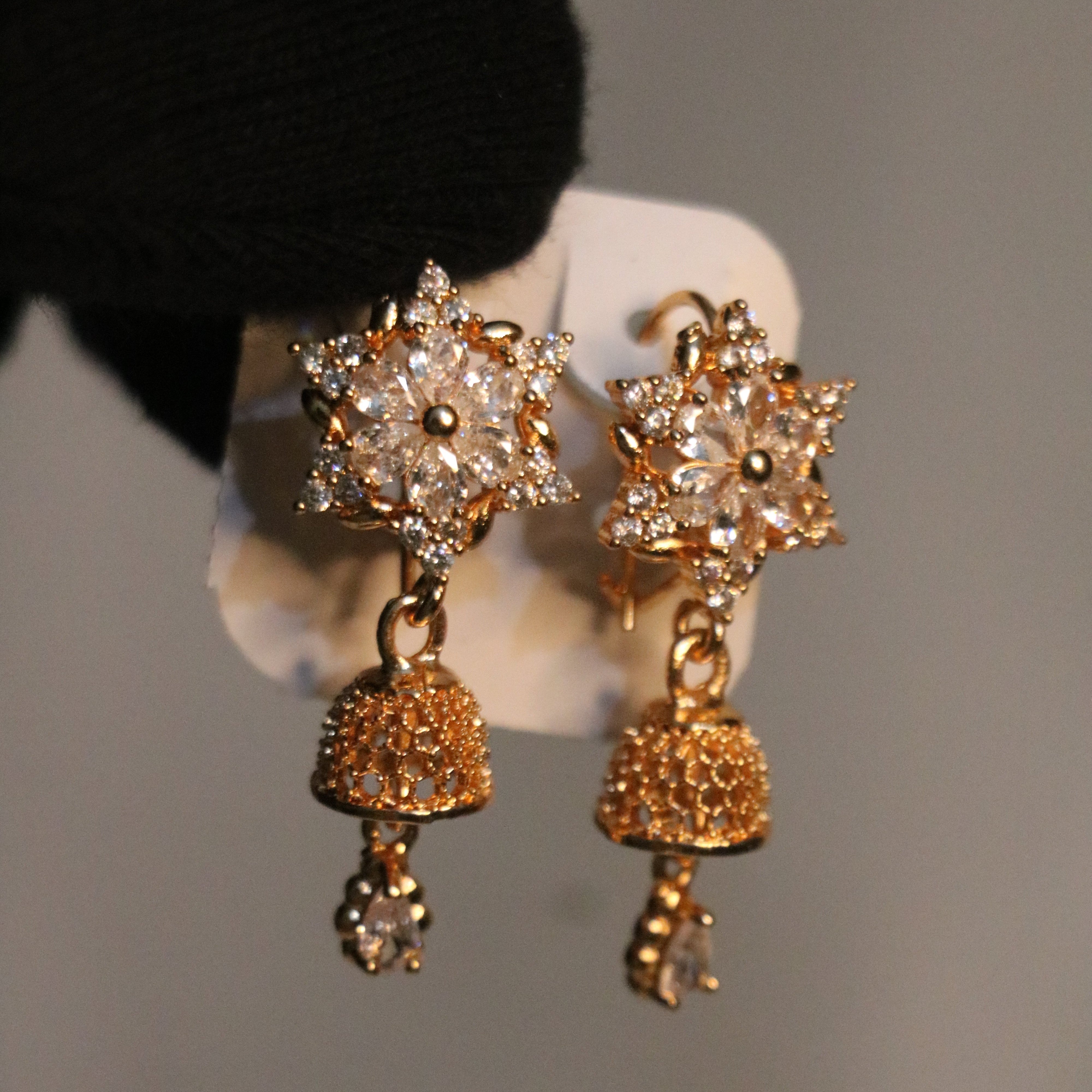 Golden Floral Diamond Stud Earrings - The Ultimate Statement of Elegance